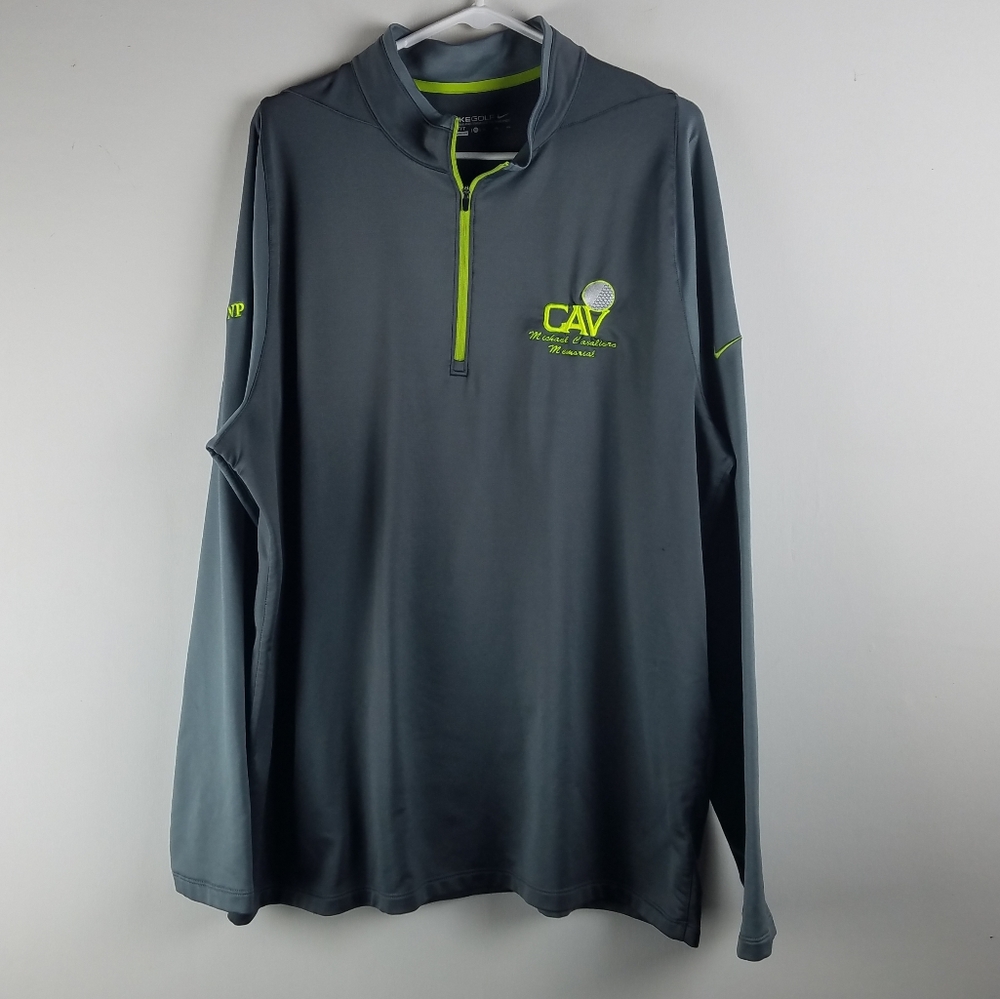 Nike Golf Jacket Shirt XL Gray Lime 1/4 Half Zip
